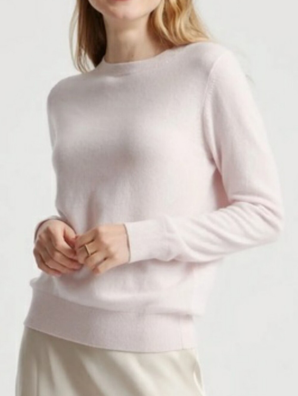Quince Pale Pink Crewneck Cashmere  Sweater